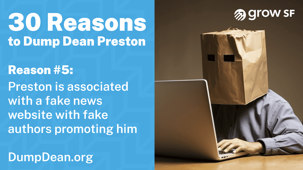 Dean Preston is associated with a fake news site